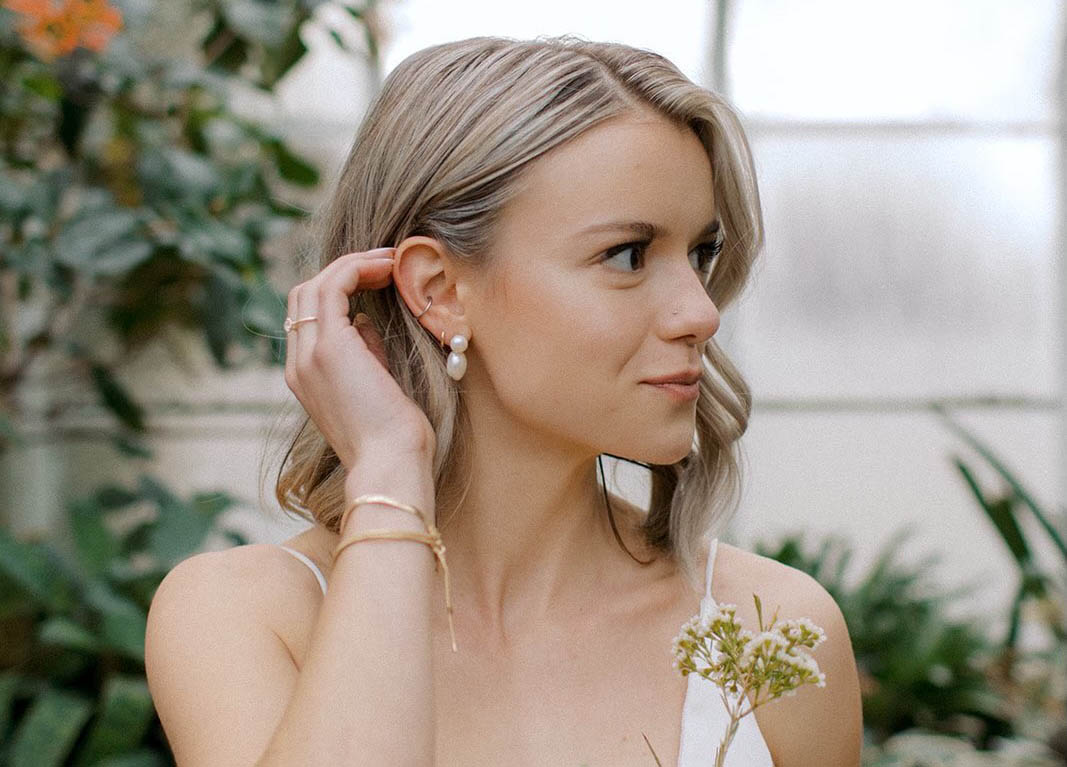 bride with curled hair